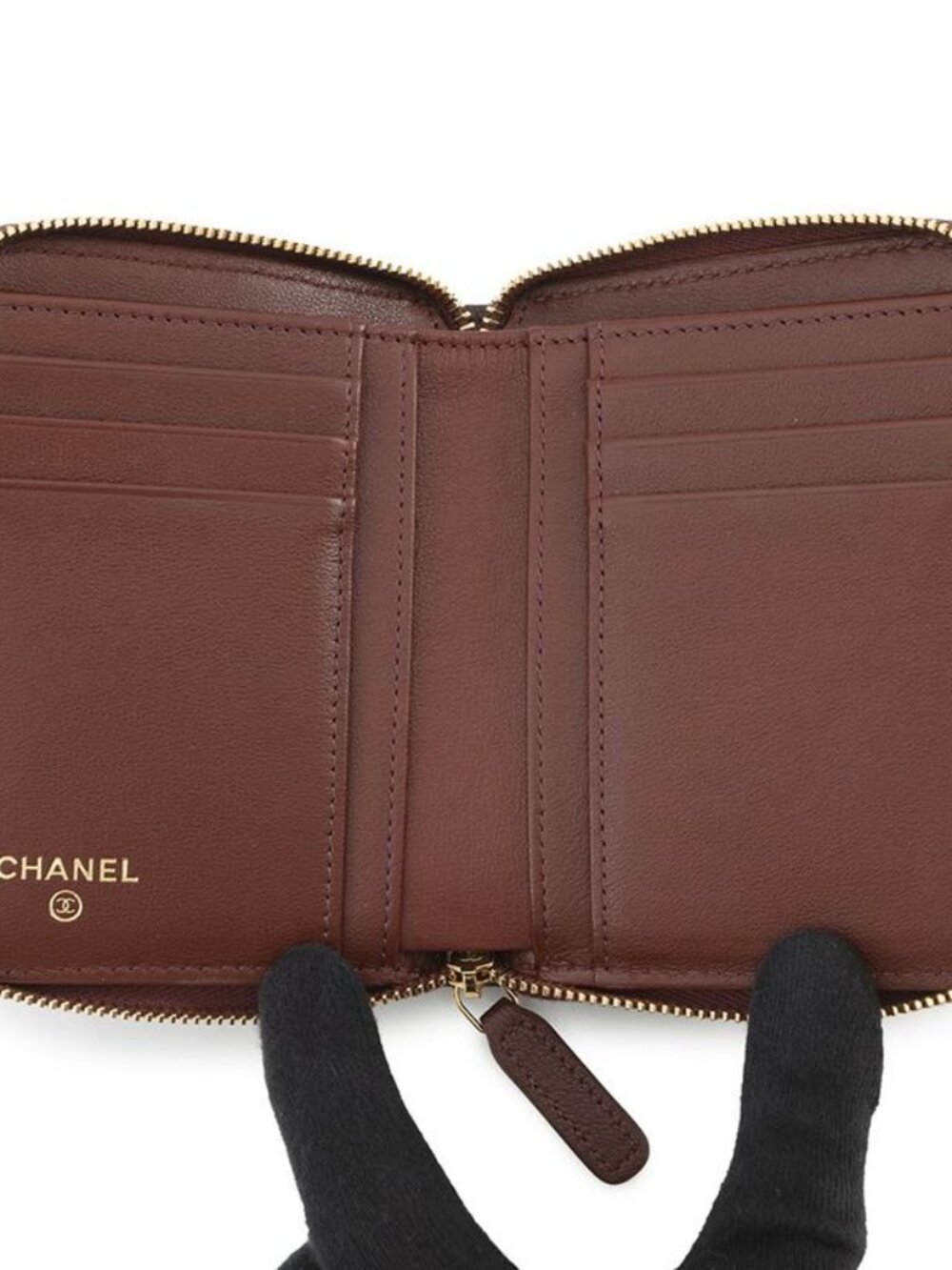 Chanel Bifold Wallet CC Logo Round Zip Compact Grain Gotoskin - Picture 4 of 10
